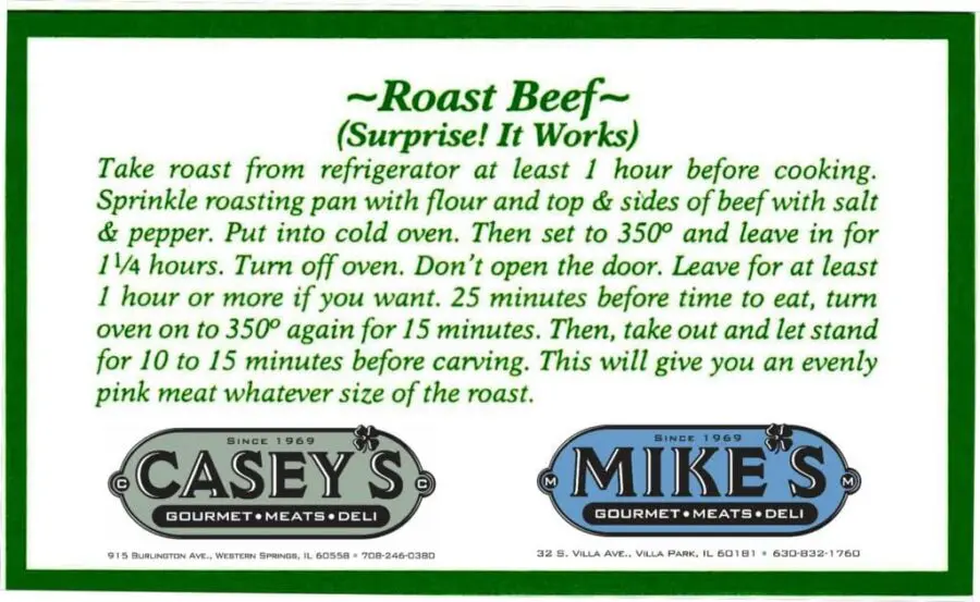 Casey's Roast Beef Cooking Instructions