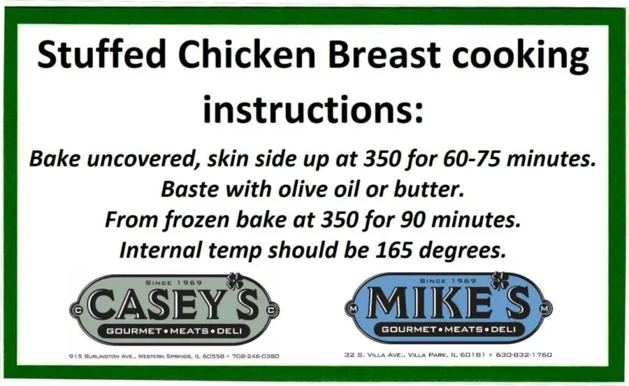 Casey's Stuffed Chicken Breast Cooking Instructions