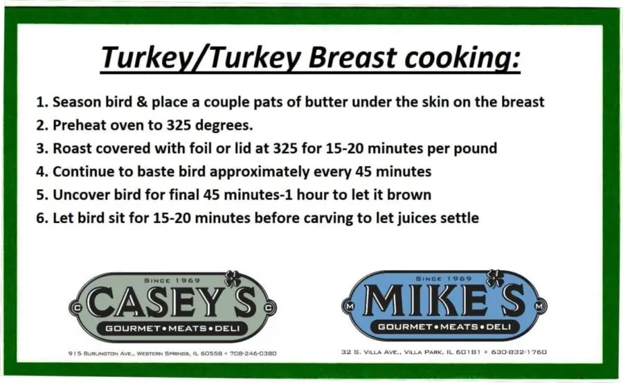 Casey's Turkey & Turkey Breast Cooking Instructions